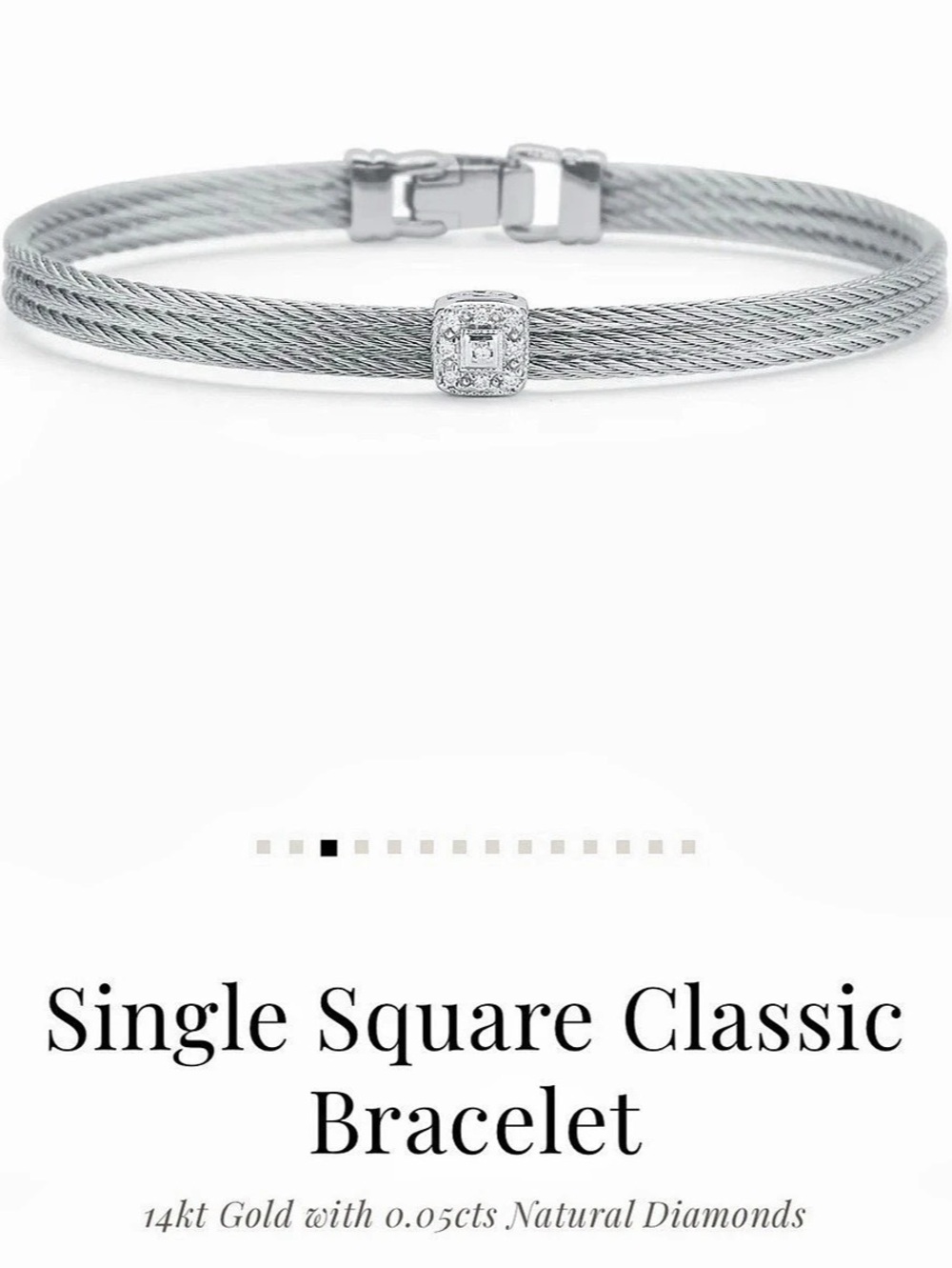 ALOR Single Square Classic Bracelet 14K Gold Diamond Silver